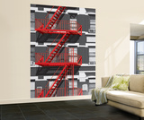 Red Fire Escape Huge Wall Mural Art Print Poster Reproduction murale géante