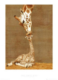First Kiss (Giraffe with Baby) Art Poster Print Print