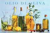 Olio di Oliva (Olive Oil Bottles) Art Poster Print Posters