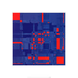 Boogie no. 3 Red On Blue Print by Michael Banks