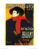 Henri de Toulouse-Lautrec (Ambassadeurs, Aristide Bruant dns Soncabaret) Art Poster Print Print