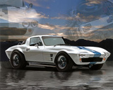 1963 Chevy Corvette Grand Sport White Car Art Print Poster Posters