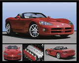 Dodge Viper (Red SRT) Art Poster Print Posters