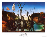 Salvador Dali Swans Reflecting Elephants White Border Art Print Poster Photo