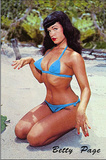 Bettie Page on Beach Pin-Up Postcard Print Print