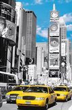 New York City (Taxis in Times Square) Art Poster Print Posters