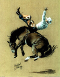 Cowboy (Riding Rodeo) Art Print Poster Prints