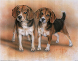 Dan McManis Two Beagle Pups Art Print Poster Posters