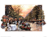 Paris Girls Promenade Cafe Art Print POSTER Landscape Posters