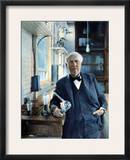 Thomas Edison (1847-1931). Photographed With His 'Edison Effect' Lamps in 1915 Framed Photographic Print