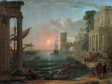 Seaport with the Embarkation of the Queen Wall Decal by Claude Lorrain