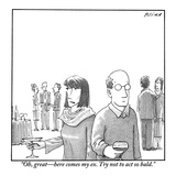 "Oh, great—here comes my ex, try not to act so bald..." - New Yorker Cartoon Premium Giclee Print by Harry Bliss
