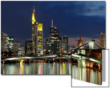 Frankfurt Main Skyline Abend Kunstdrucke von Rolf Fischer