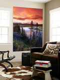 Yellowstone River Meandering Through Hayden Valley at Sunset, Yellowstone National Park, USA Wall Mural by John Elk III
