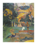 Landscape with Peacocks Premium Giclee Print by Paul Gauguin
