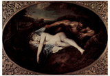 Antoine Watteau (Jupiter and Antiope (Satyr and Sleeping Nymph), Oval) Art Poster Print Poster