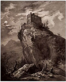 Karl August Lebschee (Fassen, Falkenstein castle ruins from the north) Art Poster Print Poster