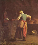 Jean-François Millet (II) (Woman baking bread) Art Poster Print Masterprint