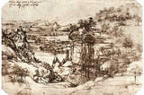 Leonardo da Vinci (Arno Landscape) Art Poster Print Photo