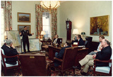 President George H.W. Bush (Gulf War Briefing) Art Poster Print Prints