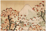 Katsushika Hokusai Mount Fuji Behind Cherry Trees and Flowers Art Poster Print Prints