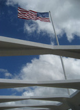 USS Arizona Memorial, Pearl Harbor (American Flag) Art Poster Print Masterprint