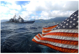 Cruiser (USS Vella Gulf, American Flag) Art Poster Print Prints