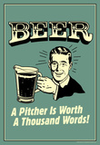 Beer Pitcher Worth A Thousand Words Funny Retro Poster Masterprint