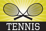 Tennis Crossed Rackets Yellow Sports Poster Print Masterprint