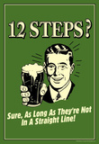 12 Steps Not In A Straight Line Beer Drinking Funny Retro Poster Masterprint
