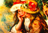 Pierre-Auguste Renoir (Two girls reading in a garden) Art Poster Print Masterprint