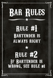 Bar Rules The Bartender is Always Right Sign Art Print Poster Masterprint