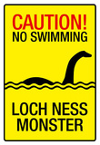 Caution Loch Ness Monster Sign Art Poster Print Masterprint