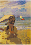 Claude Monet Camille Monet on the Beach at Trouville Art Print Poster Posters