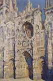 Claude Monet (Rouen Cathedral (The Portal and the tower-Romain at Staint shining sun, Poster Print