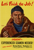 Let's Finish the Job Merchant Marines WWII War Propaganda Art Print Poster Masterprint