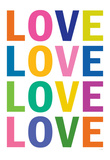Love (Colorful, White) Art Poster Print Prints