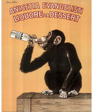 Monkey Drinking Liquor Vintage Ad Art Print Poster Masterprint