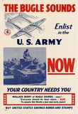 The Bugle Sounds Enlist in the U.S. Army Now WWII War Propaganda Art Print Poster Masterprint