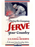 Serve Your Country US Naval Reserve WWII War Propaganda Art Print Poster Masterprint