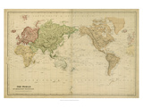 The World on Mercators Projection Giclee Print by Vision Studio 
