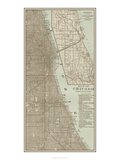Tinted Map of Chicago Giclee Print