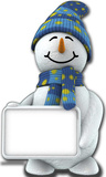 Snowman with Sign PAPPFIGUREN IN LEBENSGRÖSSE