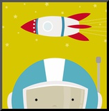 Peek-a-Boo Heroes: Astronaut Mounted Print by Yuko Lau