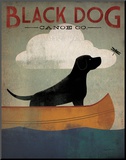 Black Dog Canoe Mounted Print by Ryan Fowler