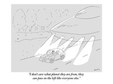 "I don't care what planet they are from, they can pass on the left like ev…" - New Yorker Cartoon Premium Giclee Print by Kim Warp
