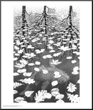 Three Worlds Mounted Print by M. C. Escher