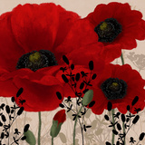 Red Poppies II Affiche par Linda Wood