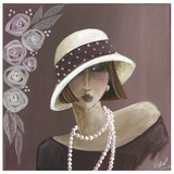 Femme Chapeau Blanc Violet Prints by Véronique Didier-Laurent