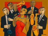 The Diva and her Horn Section Affiches par Marsha Hammel